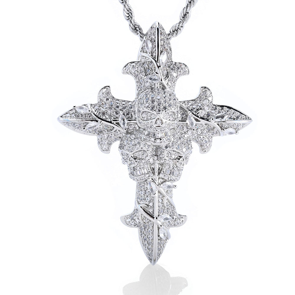 ice mode vvs스컬 크로스팬던트 14k gold