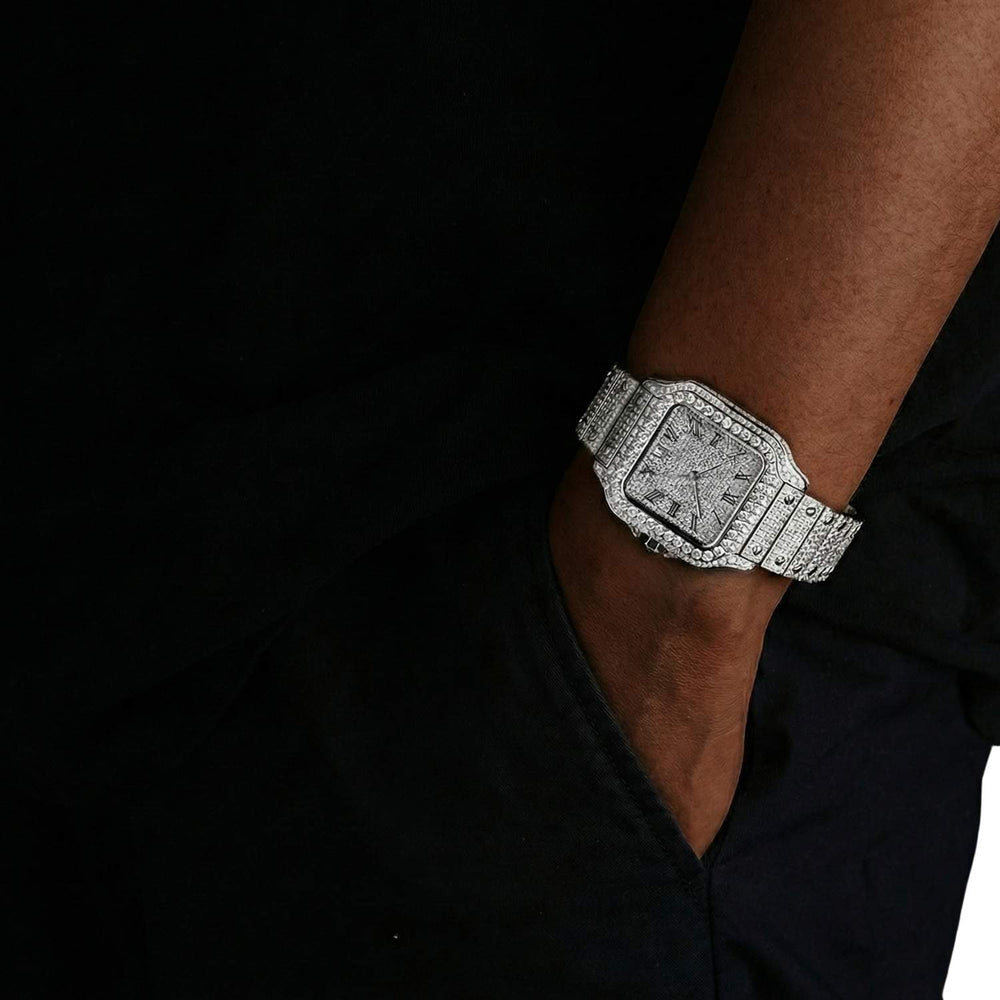 ice mode vvs 42mm 16ct 모이사나이트 시계 14K gold